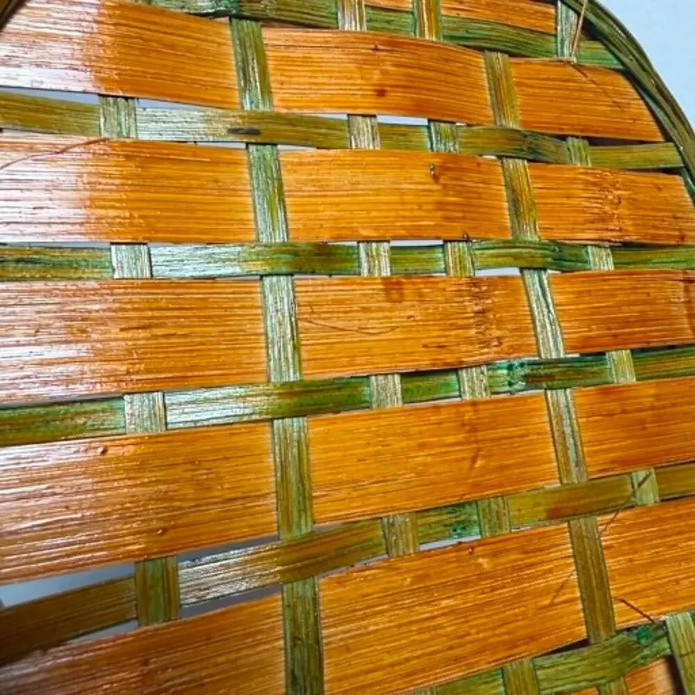 Vintage Woven Wicker Oval Basket With Handles Boho Farmhouse Country Decor